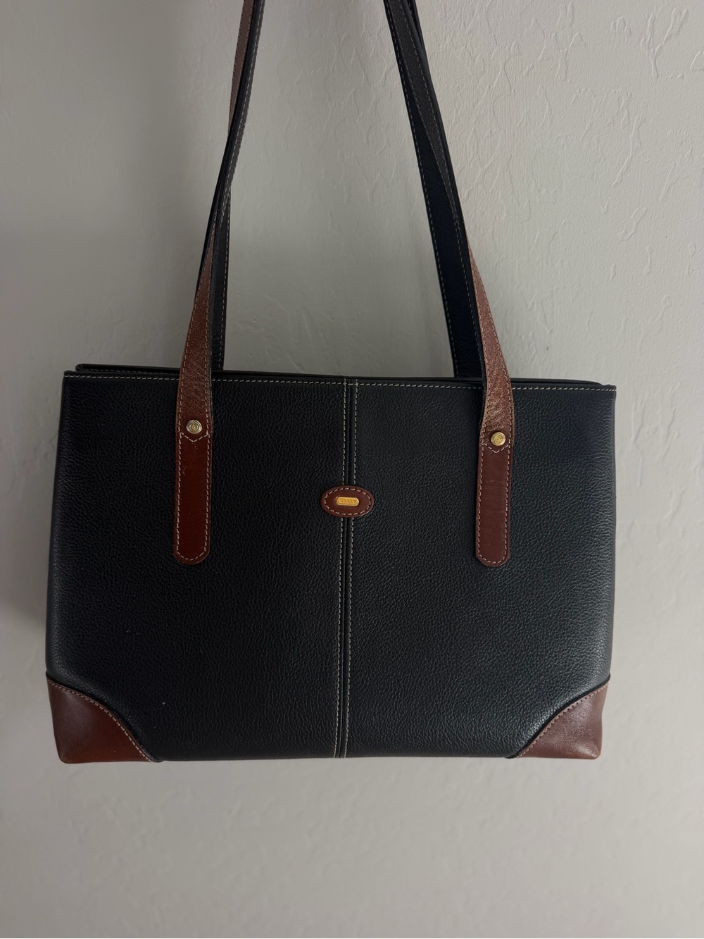 Bally Black Tote Bag with Brown Trim - Women's Shoulder Tote